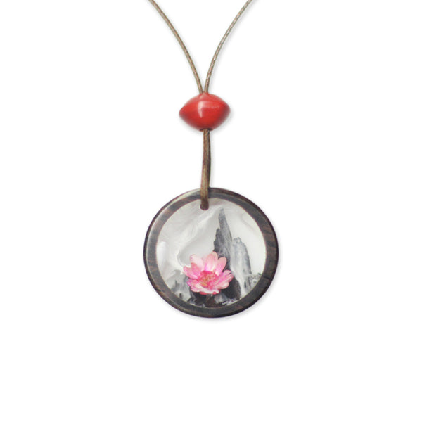 Handmade Herbage Wood Resin Pendant Necklace Unique Couple Jewelry Accessories Women Men Unique