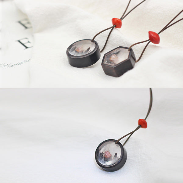 Handmade Herbage Wood Resin Pendant Necklace Unique Couple Jewelry Accessories Women Men chic
