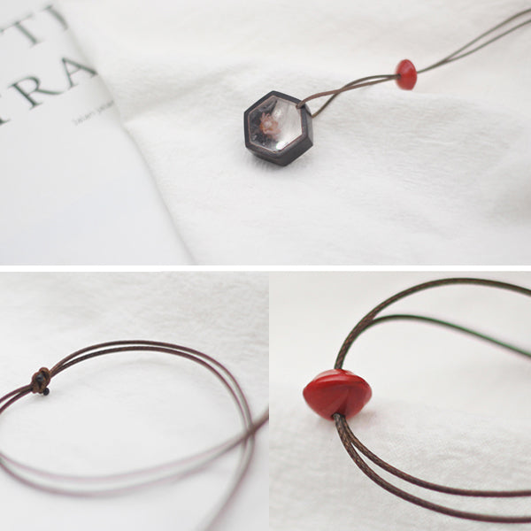 Handmade Herbage Wood Resin Pendant Necklace Unique Couple Jewelry Accessories Women Men fashionable