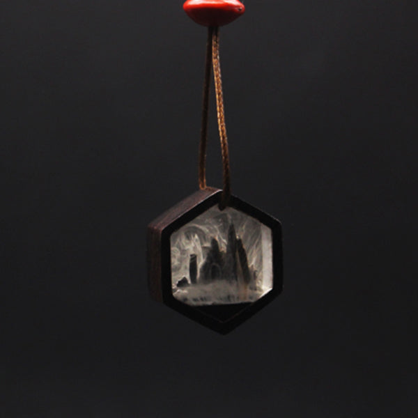 Handmade Herbage Wood Resin Pendant Necklace Unique Couple Jewelry Accessories Women Men fine