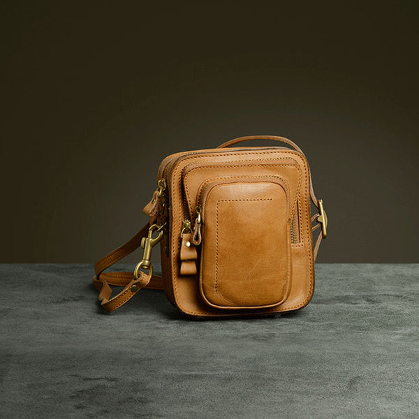 Handmade Ladies Cowhide Leather Crossbody Purse Cross Shoulder Bag For Women Cool