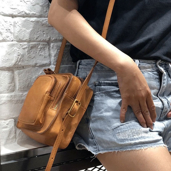 Handmade Ladies Cowhide Leather Crossbody Purse Cross Shoulder Bag For Women Funky