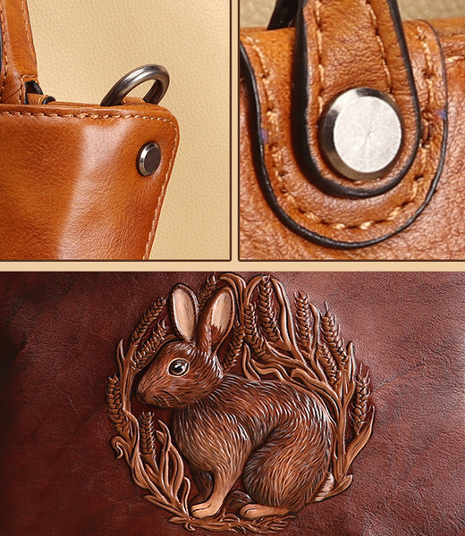 Handmade Ladies Embossed Leather Crossbody Purse Handbags For Women Designer