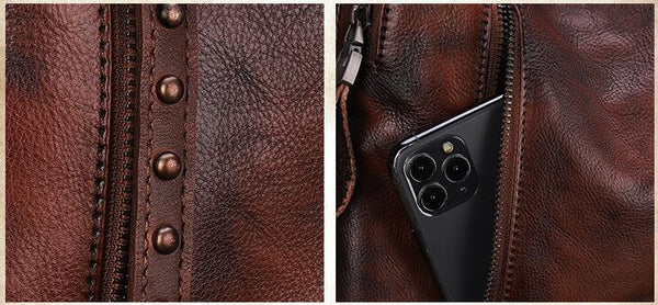 Handmade Ladies Leather Laptop Backpack Purse Women's Leather Rucksack For Women Durable