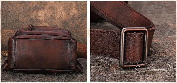 Handmade Ladies Leather Laptop Backpack Purse Women's Leather Rucksack For Women Genuine-Leather