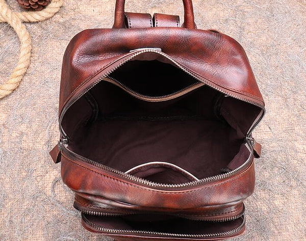 Handmade Ladies Leather Laptop Backpack Purse Women's Leather Rucksack For Women Inside