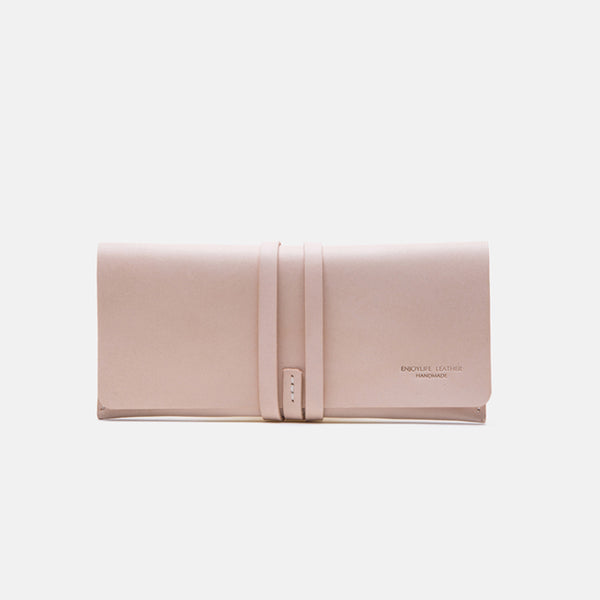 Handmade Ladies Pink Leather Long Wallets Clutch Bags Purses for Women Brown