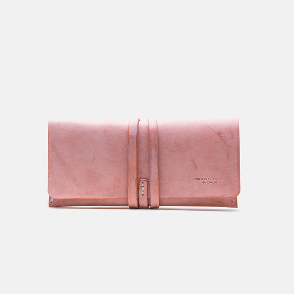 Handmade Ladies Pink Leather Long Wallets Clutch Bags Purses for Women chic