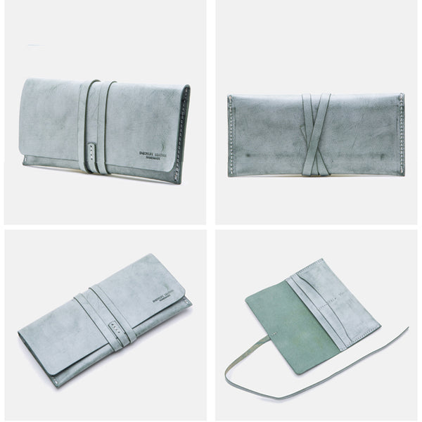 Handmade Ladies Pink Leather Long Wallets Clutch Bags Purses for Women fashion