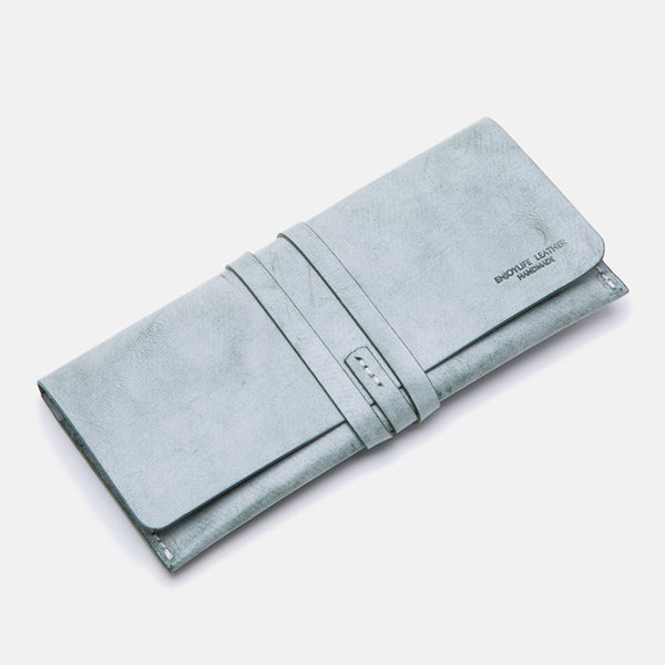 Handmade Ladies Pink Leather Long Wallets Clutch Bags Purses for Women Black