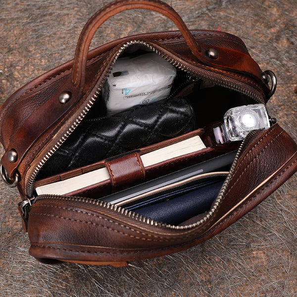 Handmade Leather Crossbody Bags Shoulder Bag Purses for Women Brown