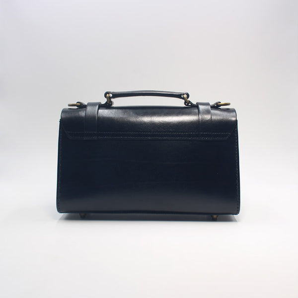 Handmade Leather Handbag Crossbody Messenger Bags Cambridge Satchel black back