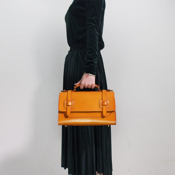 Handmade Leather Handbag Crossbody Messenger Bags Cambridge Satchel Women wear