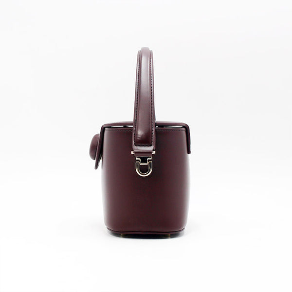 Handmade Leather Handbag Crossbody Shoulder Bag Round Bag Purse Clutch Women side