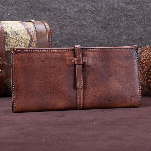 Handmade Leather Long Wallet Clutch Accessories Gift Women cool cowhide