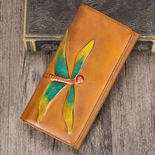 Handmade Leather Long Wallet Purse Clutch Accessories Women Beautiful