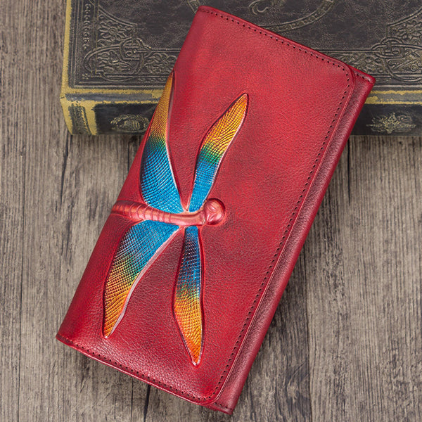 Handmade Leather Long Wallet Purse Clutch Accessories Women Cute