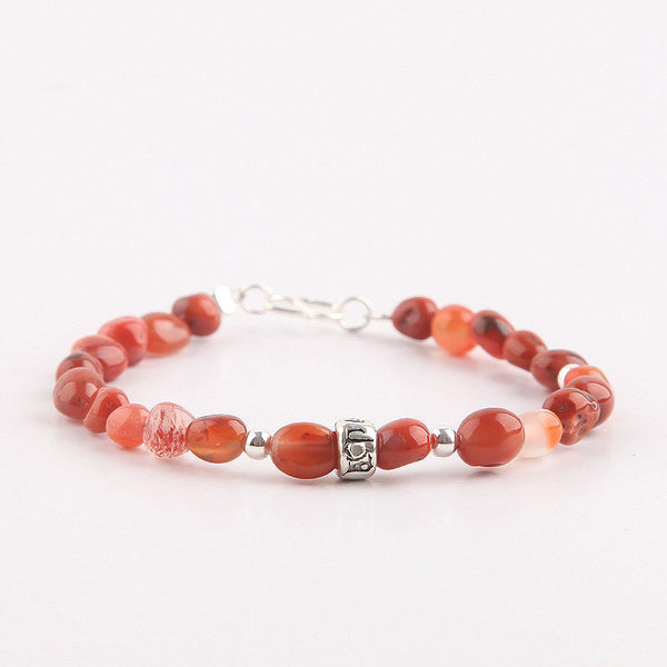 Handmade Red Agate Beaded Bracelets Gemstone Jewelry Accessories for Women