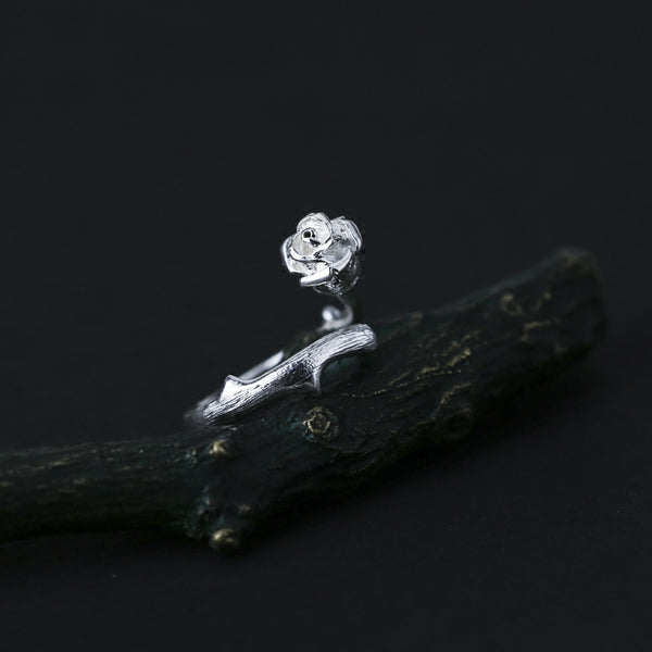 Handmade Rose Shaped Sterling Silver Rings Friendship Rings Accessories Gifts for Women