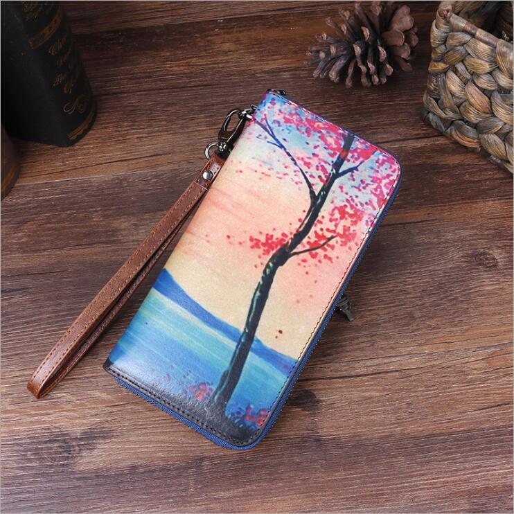 Handmade Women's Genuine Leather Billfold Zip Around Wallet For Women