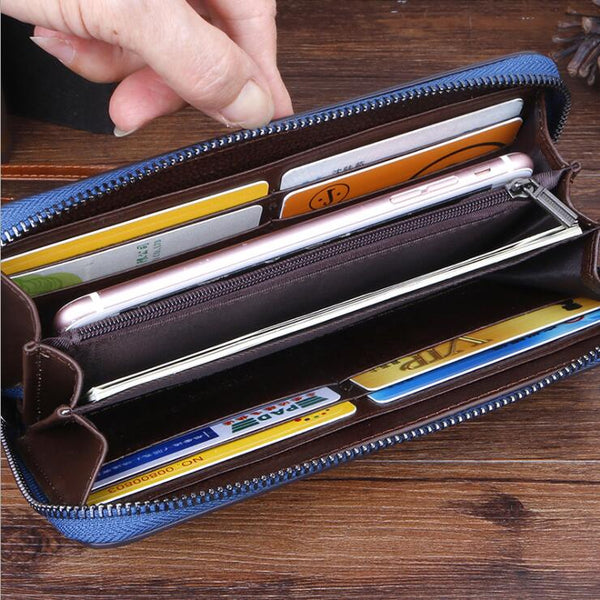 Handmade Women's Genuine Leather Billfold Zip Around Wallet For Women