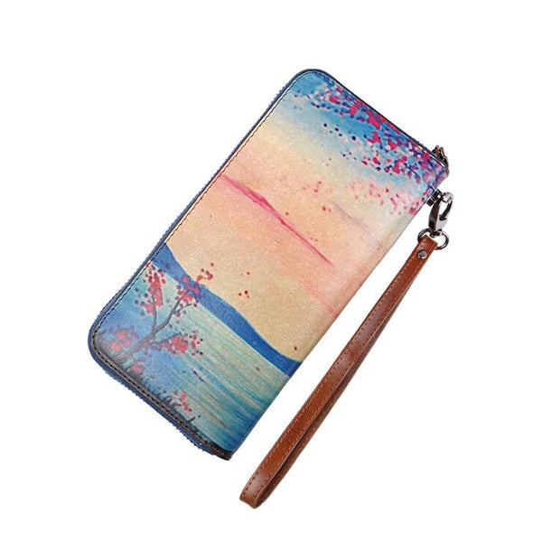 Handmade Women's Genuine Leather Billfold Zip Around Wallet For Women