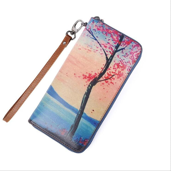 Handmade Women's Genuine Leather Billfold Zip Around Wallet For Women