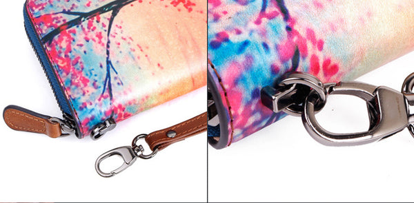 Handmade Women's Genuine Leather Billfold Zip Around Wallet For Women