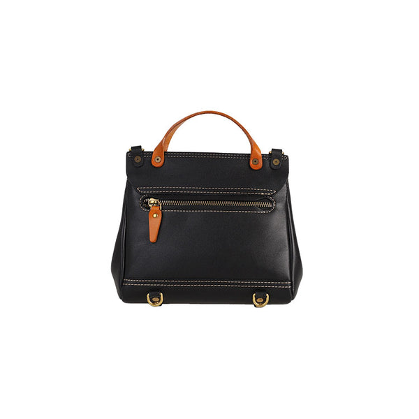 Handmade Women's Genuine Leather Satchel Backpack Purse Cross Shoulder  Bag For Women Black