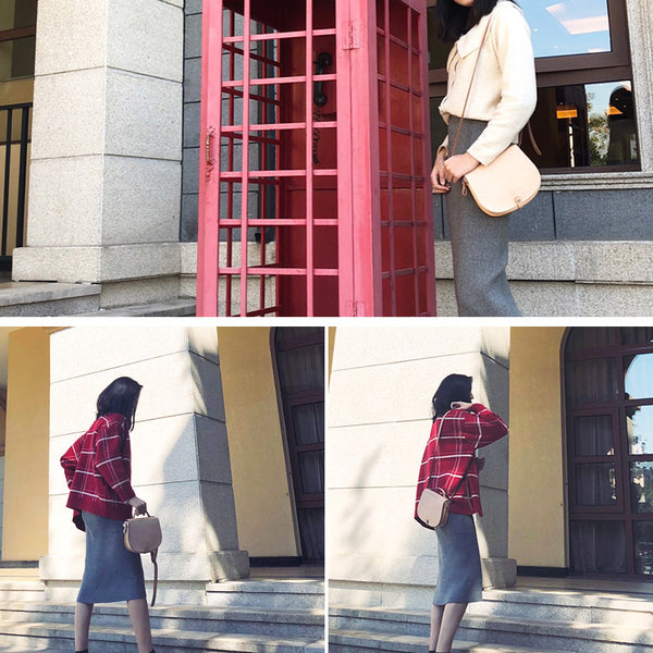 Handmade Women's Leather Crossbody Saddle Bag Small Purse for Women Minimalist