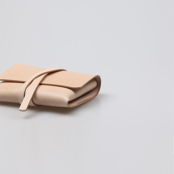 Handmade Womens Beige Small Leather Wallets Coin Purse for Women Boutique