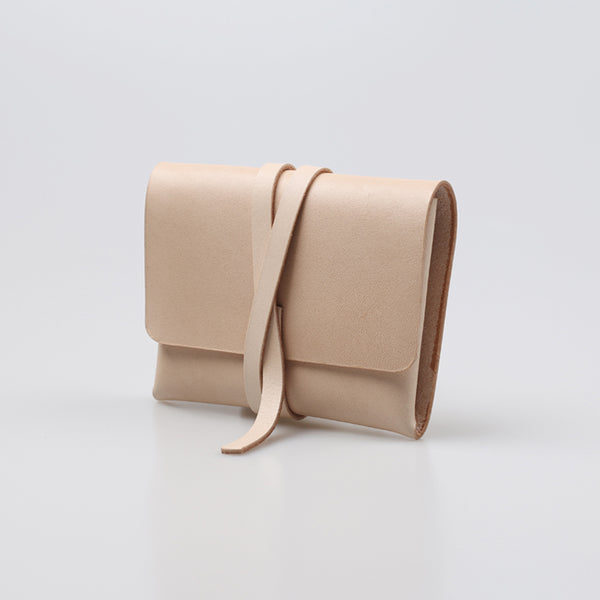 Handmade Womens Beige Small Leather Wallets Coin Purse for Women Genuine Leather