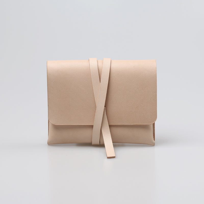 Handmade Womens Beige Small Leather Wallets Coin Purse for Women fashion