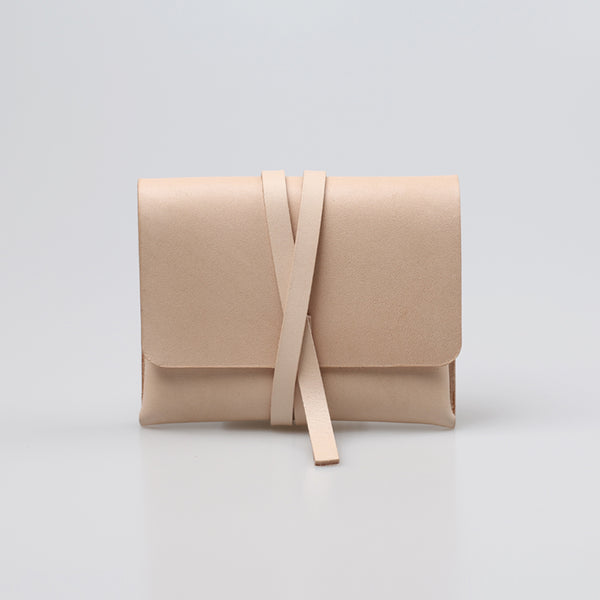 Handmade Womens Beige Small Leather Wallets Coin Purse for Women