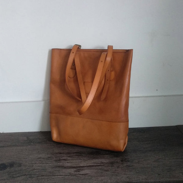 Womens Tan Leather Shoulder Tote Bag Purse Handbags With Zipper Closure for Women