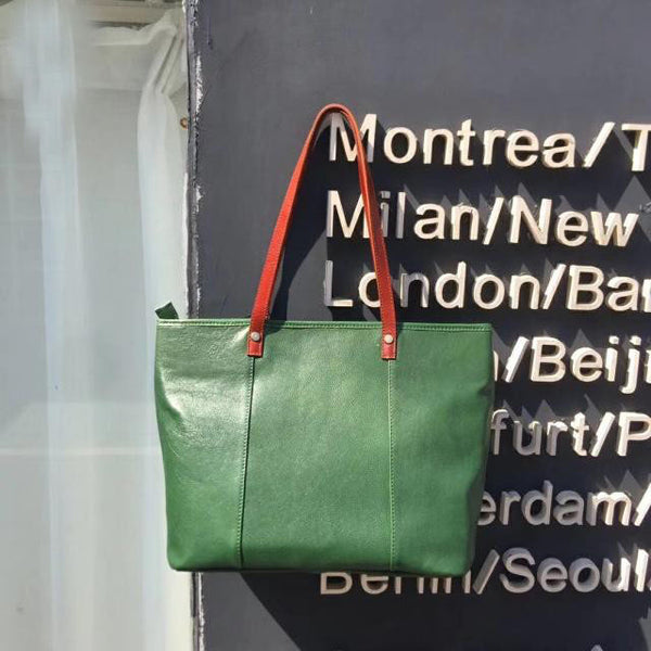 Handmade Womens Leather Tote Bags Purse With Zipper Closure Handbags For Women Affordable