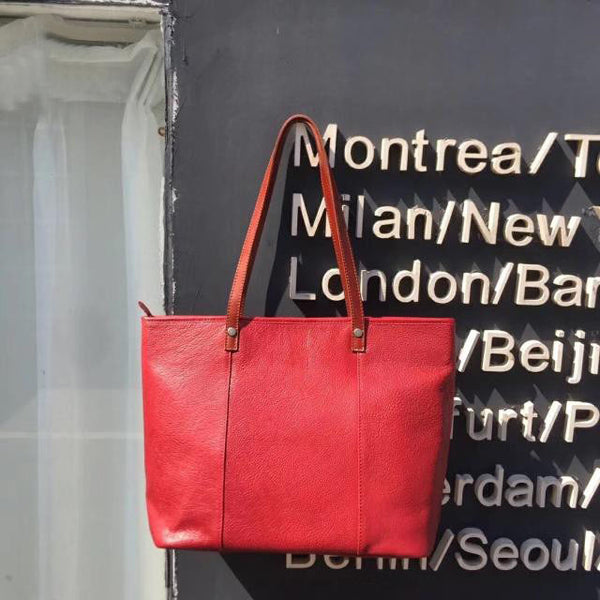 Handmade Womens Leather Tote Bags Purse With Zipper Closure Handbags For Women Boutique
