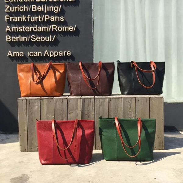 Handmade Womens Leather Tote Bags Purse With Zipper Closure Handbags For Women Best