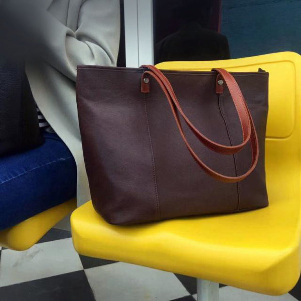 Handmade Womens Leather Tote Bags Purse With Zipper Closure Handbags For Women Durable