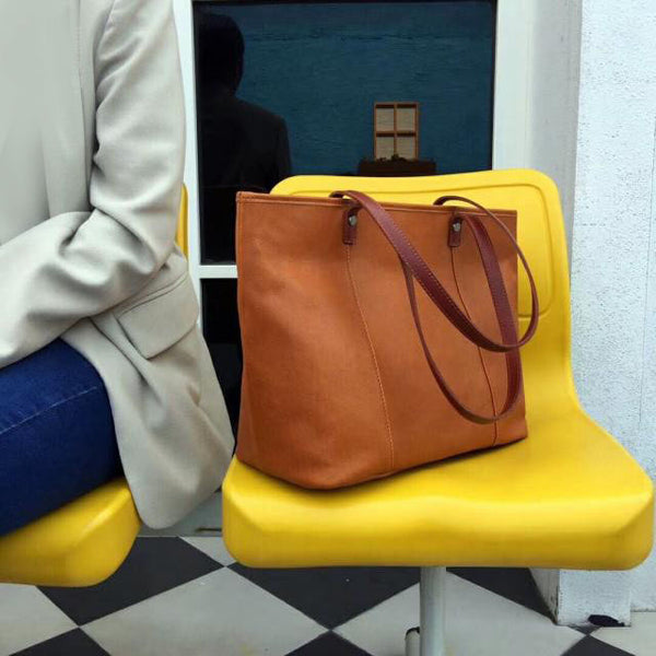 Handmade Womens Leather Tote Bags Purse With Zipper Closure Handbags For Women Cute