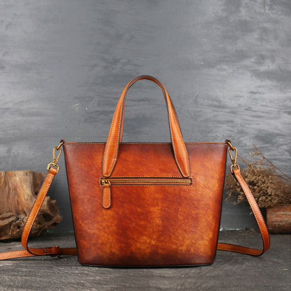 Handmade Womens Embossed Leather Tote Bag Shoulder Handbags For Women Beautiful