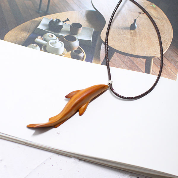 Handmade Fish Shaped Wooden Pendent Necklace Jewelry Accessories Gift for Women and Men