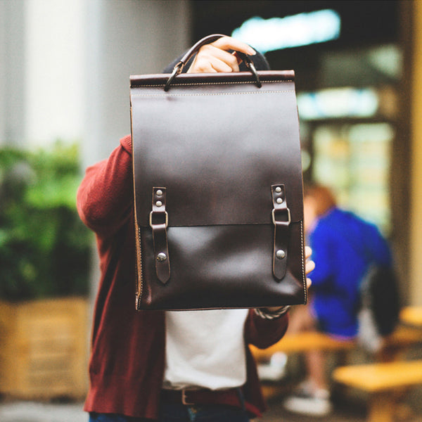 Handmade Womens Leather Backpack Bag Laptop Backpacks Book Bag Purse for Women Minimalist