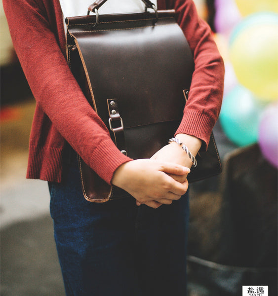 Handmade Womens Leather Backpack Bag Laptop Backpacks Book Bag Purse for Women beautiful