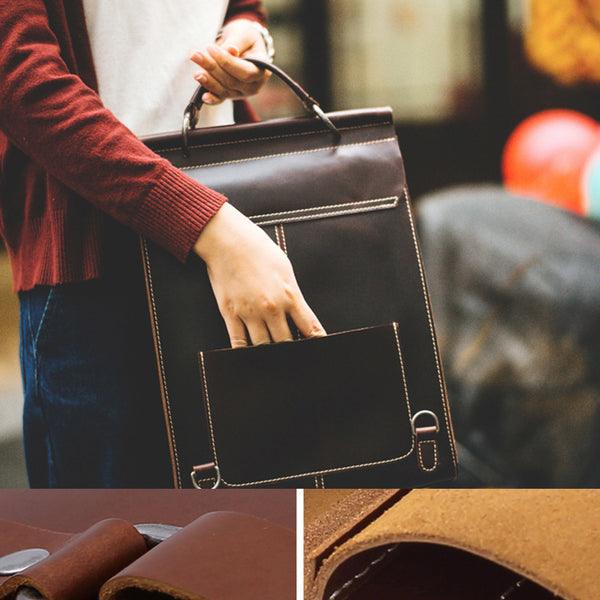 Handmade Womens Leather Backpack Bag Laptop Backpacks Book Bag Purse for Women stylish
