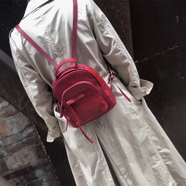 Handmade Womens Nice Leather Backpacks Small Rucksack Purse for Women Affordable