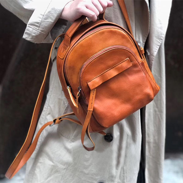 Handmade Womens Nice Leather Backpacks Small Rucksack Purse for Women Boutique