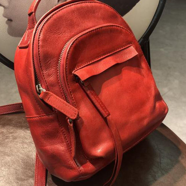 Handmade Womens Nice Leather Backpacks Small Rucksack Purse for Women Chic