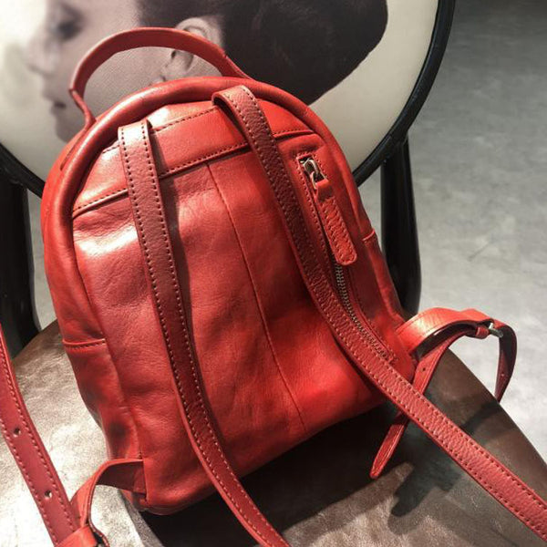 Handmade Womens Nice Leather Backpacks Small Rucksack Purse for Women Cool