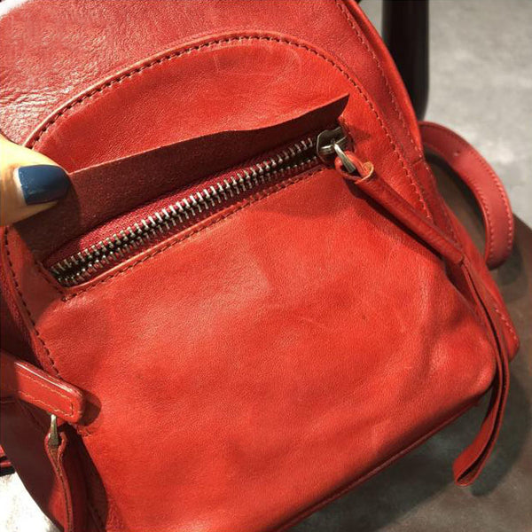 Handmade Womens Nice Leather Backpacks Small Rucksack Purse for Women Cute